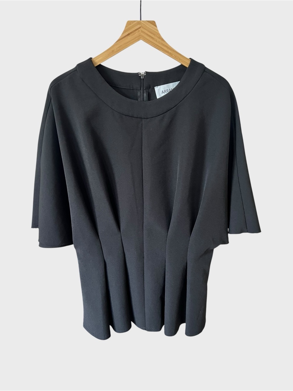 ARRANGE Black Short-Sleeve Pleated Women's Top